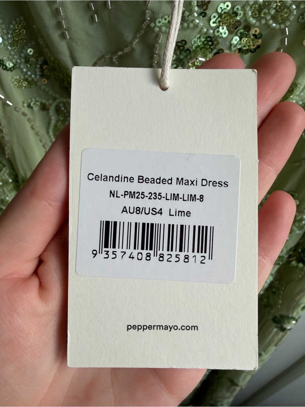 Peppermayo Celandine Beaded Maxi Dress - Lime - Picture 7 of 7